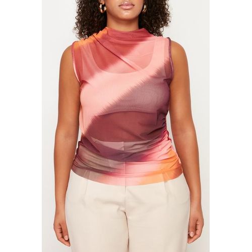 Trendyol Multi Color Pattern Mesh Knitted Blouse view 5