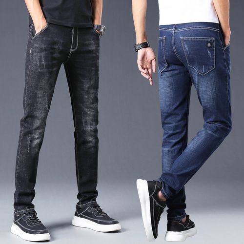 Original Non-faded 2 In 1 Smart STOCK Jeans For Men - Mixed Black & Mixed Blue