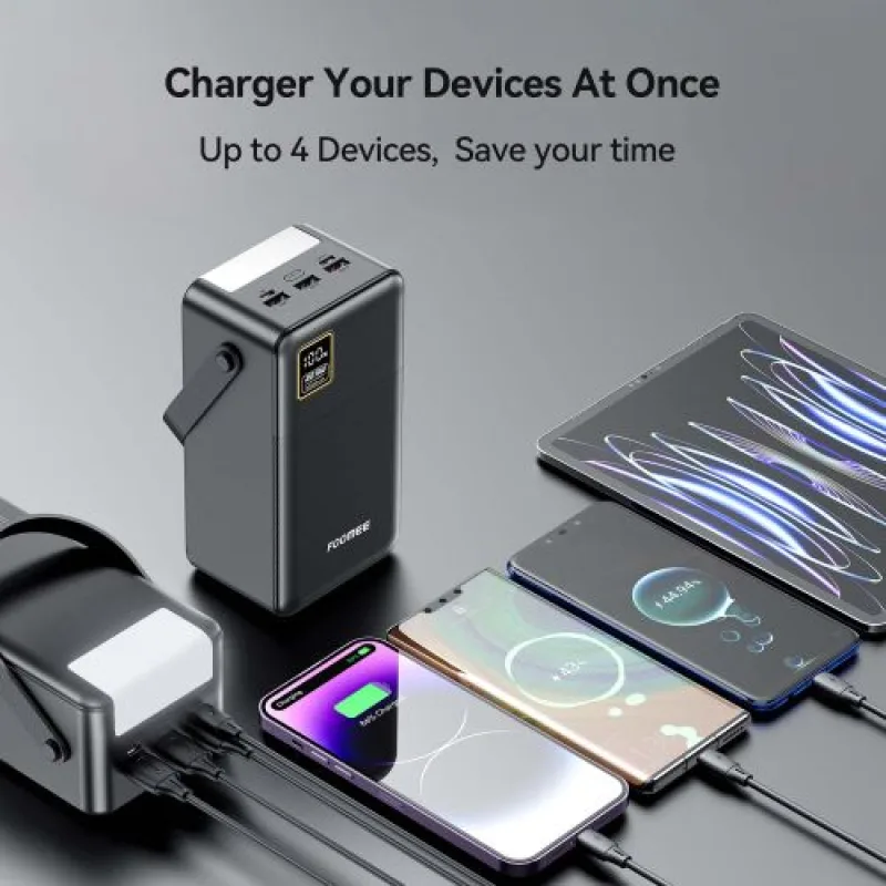 FOOMEE AF60 60000mAh 22.5w super fast charging Power Bank with Built-in Strap and Flashlight view 2
