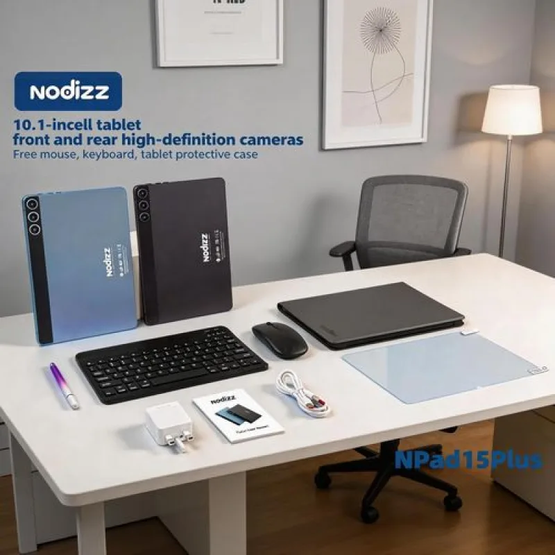 NODIZZ 2026 Newly Upgraded- Npad 15Plus 10" Alloy Work Adult Tablet like iPad, System displayed RAM 12GB+ROM 512GB, support WiFi+SIM， Multiple Business Apps Fast Shipping &amp; Charging Shockproof &amp; 7000mAh Battery Coming with Wireless Keyboard, Mouse, Stylus view 2