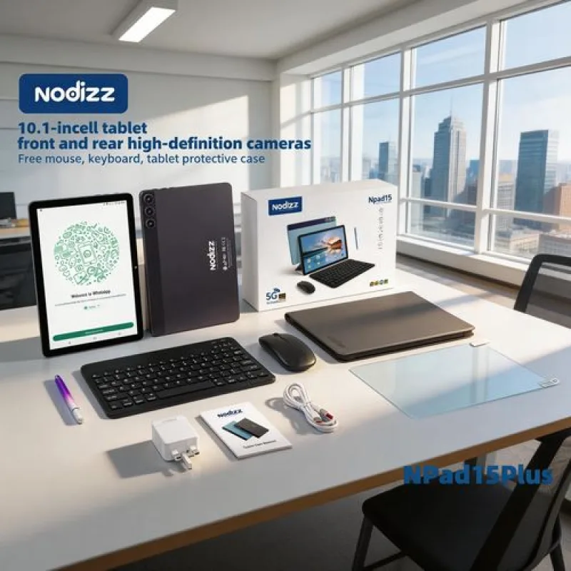 NODIZZ 2026 Newly Upgraded- Npad 15Plus 10" Alloy Work Adult Tablet like iPad, System displayed RAM 12GB+ROM 512GB, support WiFi+SIM， Multiple Business Apps Fast Shipping &amp; Charging Shockproof &amp; 7000mAh Battery Coming with Wireless Keyboard, Mouse, Stylus view 3