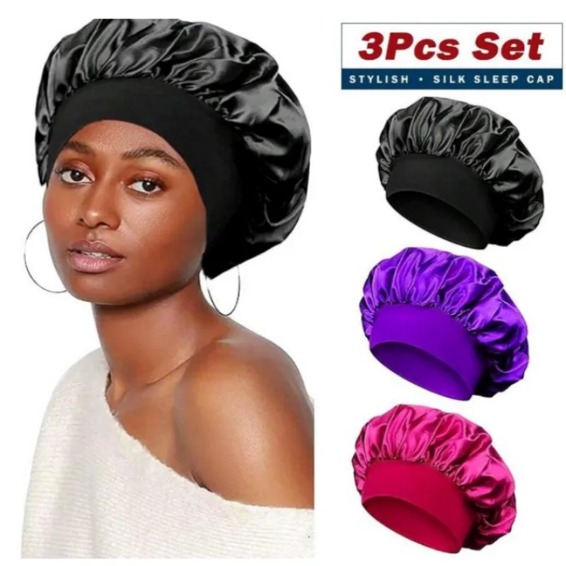 Premium Satin Sleep Bonnet (3-Piece Set)