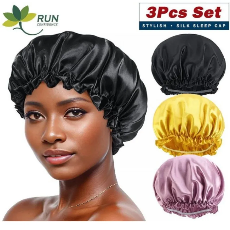 Premium Satin Sleep Bonnet (3-Piece Set) view 2