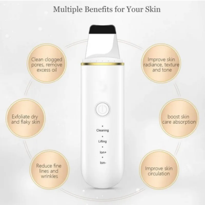 Ultrasonic Facial Skin Scrubber – 5-in-1 Deep Pore Cleansing &amp; Blackhead Removal Device view 2