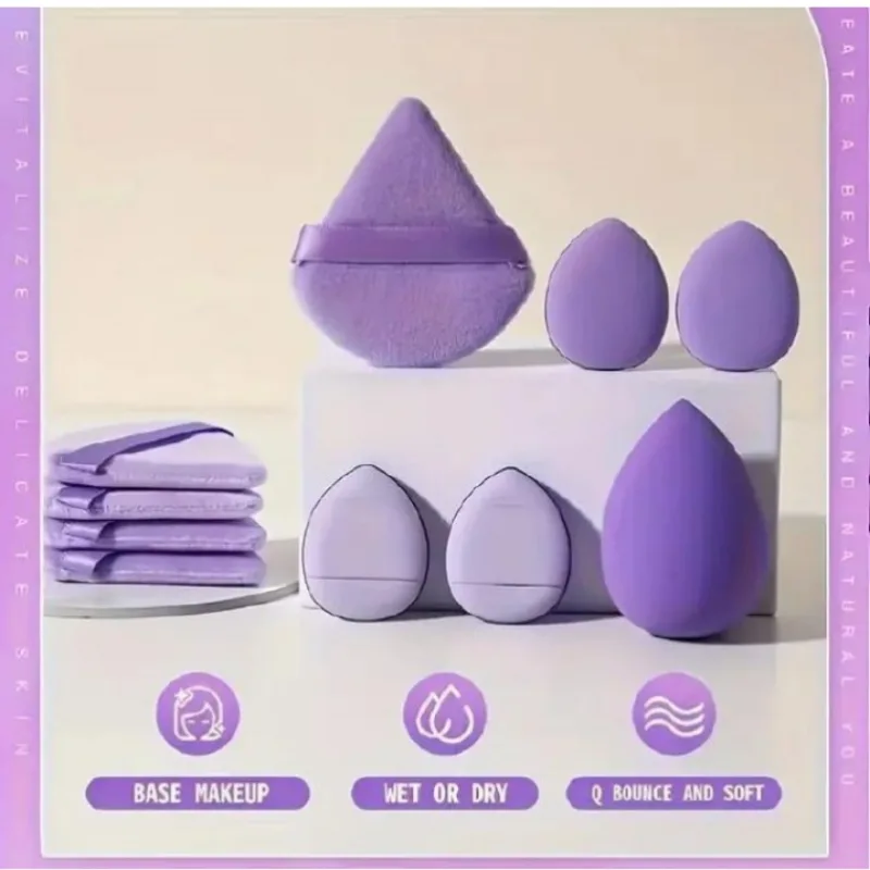 Fashion 12-Piece Makeup Sponge Set – Purple Beauty Blender Kit (Multi-Shape Face &amp; Powder Sponges) view 2