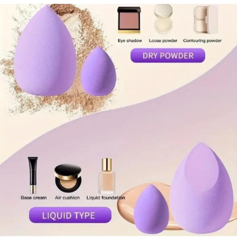 Fashion 12-Piece Makeup Sponge Set – Purple Beauty Blender Kit (Multi-Shape Face &amp; Powder Sponges) view 3